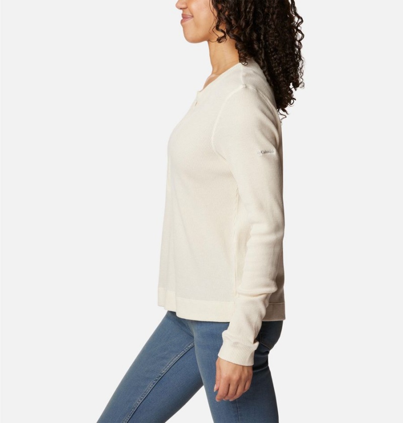 Columbia Holly Hideaway Waffle Long Sleeve Women's Pullover White | IXLCOG-841