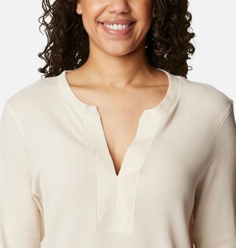 Columbia Holly Hideaway Waffle Long Sleeve Women's Pullover White | IXLCOG-841