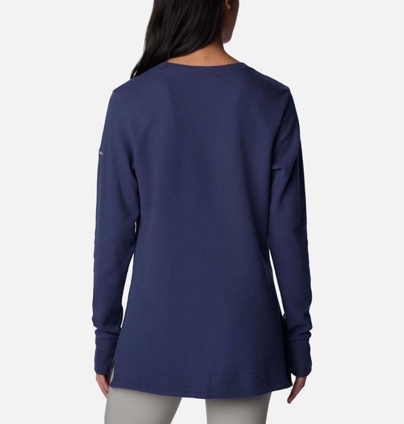 Columbia Holly Hideaway Waffle Tunic Women's Pullover Navy | ANUJDP-762