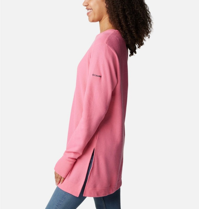 Columbia Holly Hideaway Waffle Tunic Women's Pullover Pink | AKIVLH-148