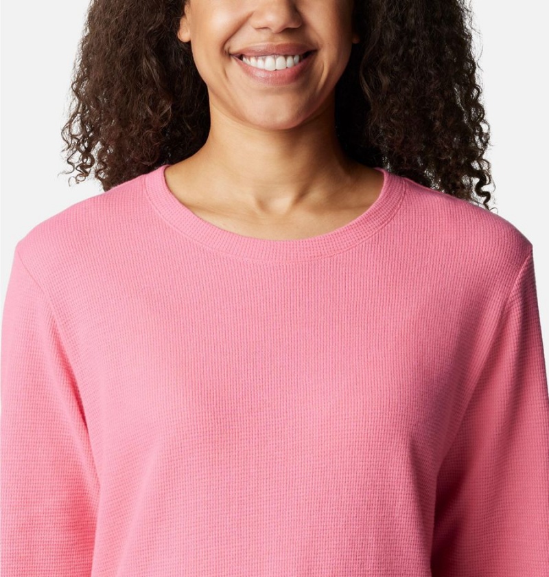 Columbia Holly Hideaway Waffle Tunic Women's Pullover Pink | AKIVLH-148