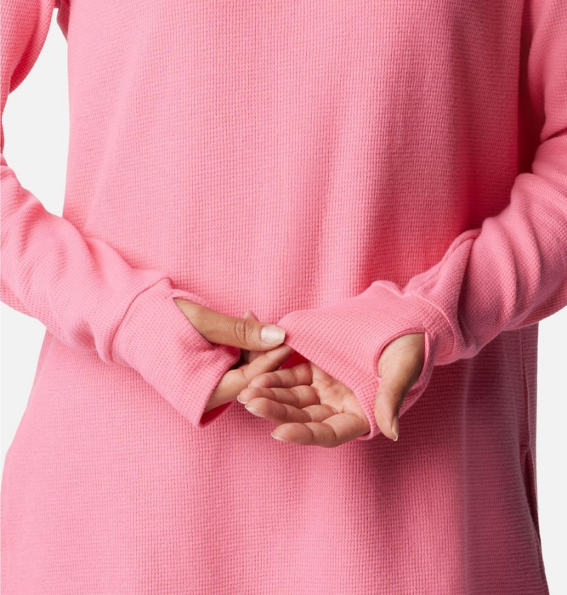 Columbia Holly Hideaway Waffle Tunic Women's Pullover Pink | AKIVLH-148