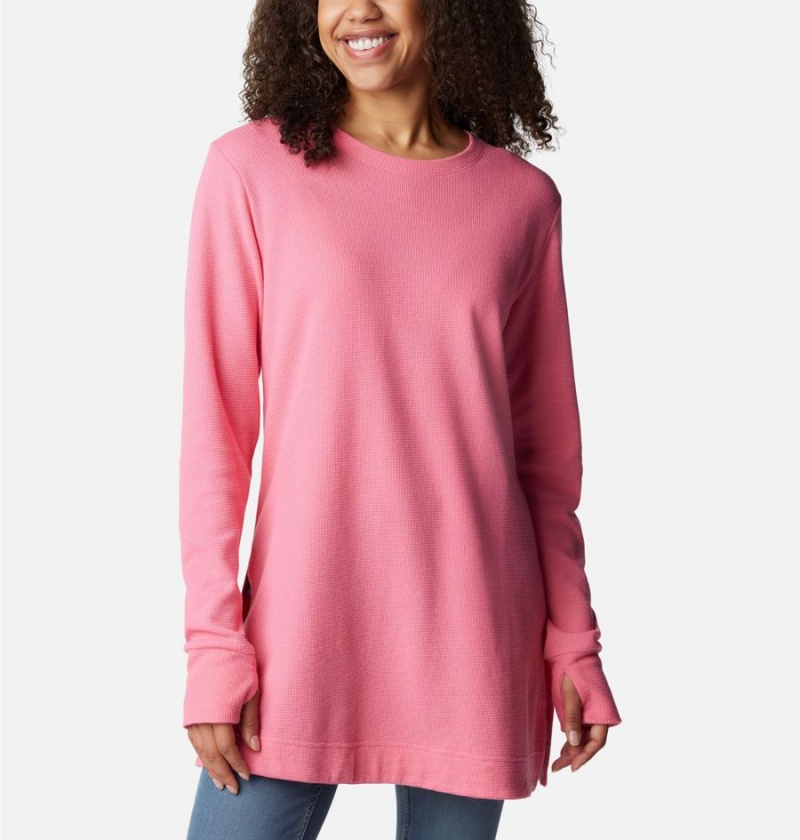 Columbia Holly Hideaway Waffle Tunic Women\'s Pullover Pink | AKIVLH-148