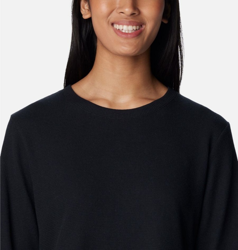 Columbia Holly Hideaway Waffle Tunic Women's Pullover Black | GYCQXK-540