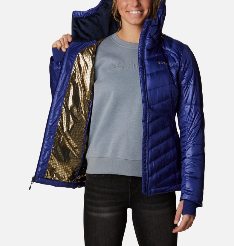 Columbia Joy Peak Insulated Hooded Women's Puffer Jacket Blue | WQGDLM-705