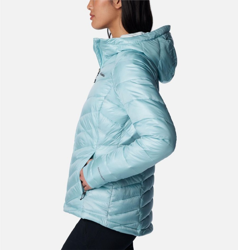Columbia Joy Peak Insulated Hooded Women's Puffer Jacket Turquoise | EUDTVP-758