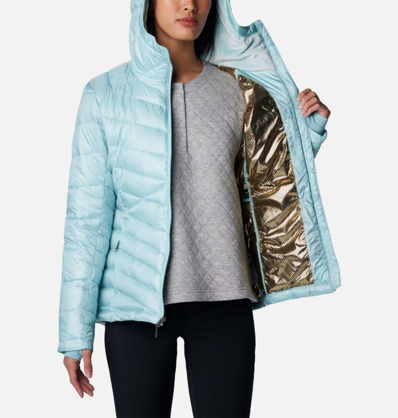 Columbia Joy Peak Insulated Hooded Women's Puffer Jacket Turquoise | EUDTVP-758