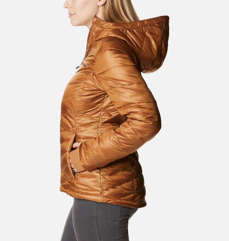 Columbia Joy Peak Insulated Hooded Women's Puffer Jacket Brown | OZMQDE-469