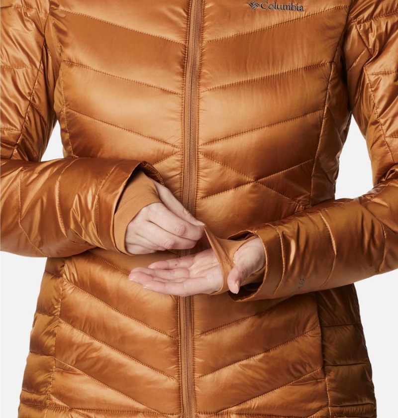 Columbia Joy Peak Insulated Hooded Women's Puffer Jacket Brown | OZMQDE-469