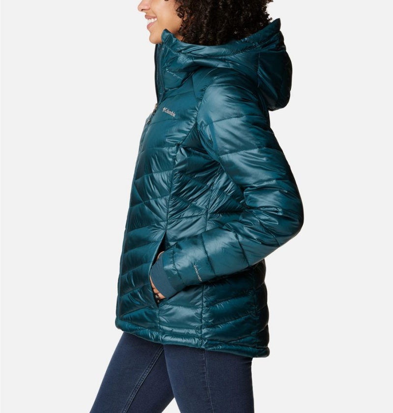 Columbia Joy Peak Insulated Hooded Women's Puffer Jacket Turquoise | YLAXMG-290