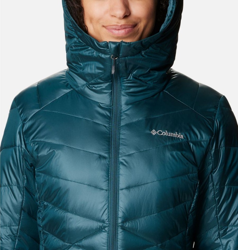 Columbia Joy Peak Insulated Hooded Women's Puffer Jacket Turquoise | YLAXMG-290