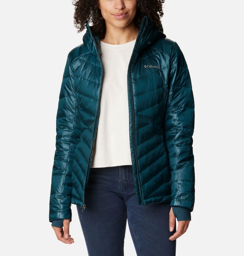 Columbia Joy Peak Insulated Hooded Women's Puffer Jacket Turquoise | YLAXMG-290
