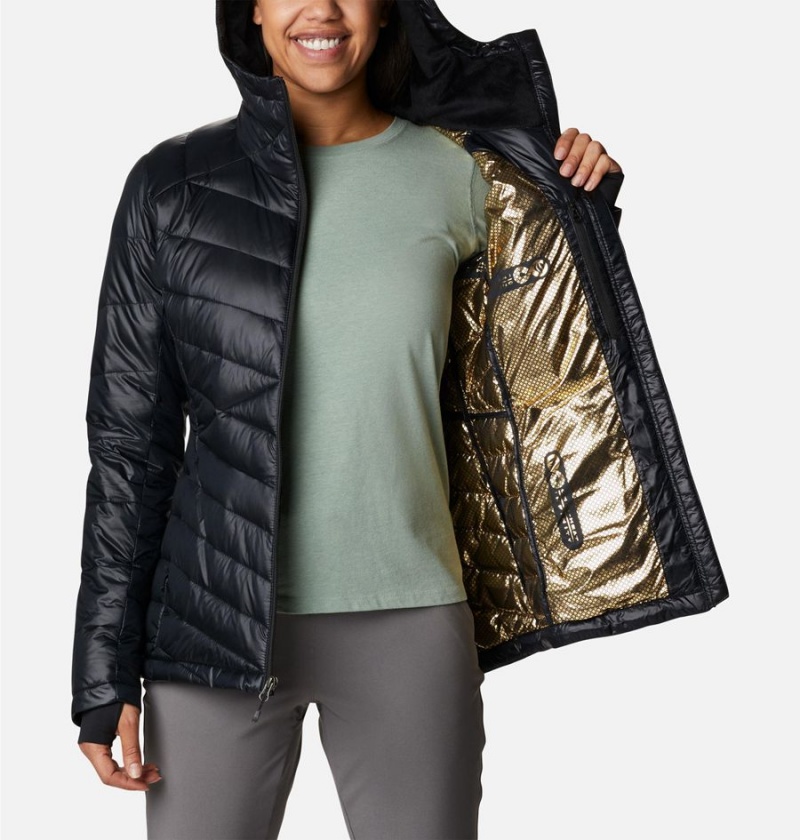 Columbia Joy Peak Insulated Hooded Women's Puffer Jacket Black | FGZVDI-830