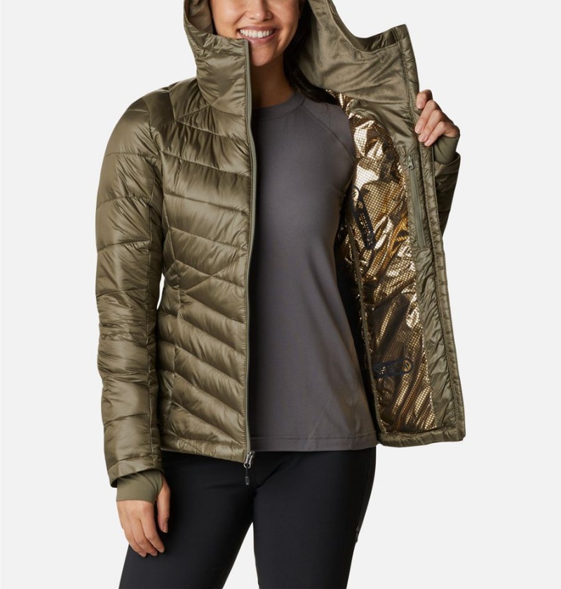 Columbia Joy Peak Insulated Hooded Women's Puffer Jacket Green | UPGWTY-148