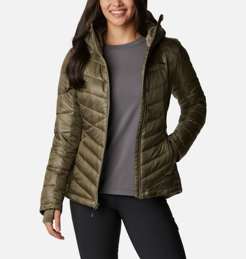 Columbia Joy Peak Insulated Hooded Women's Puffer Jacket Green | UPGWTY-148