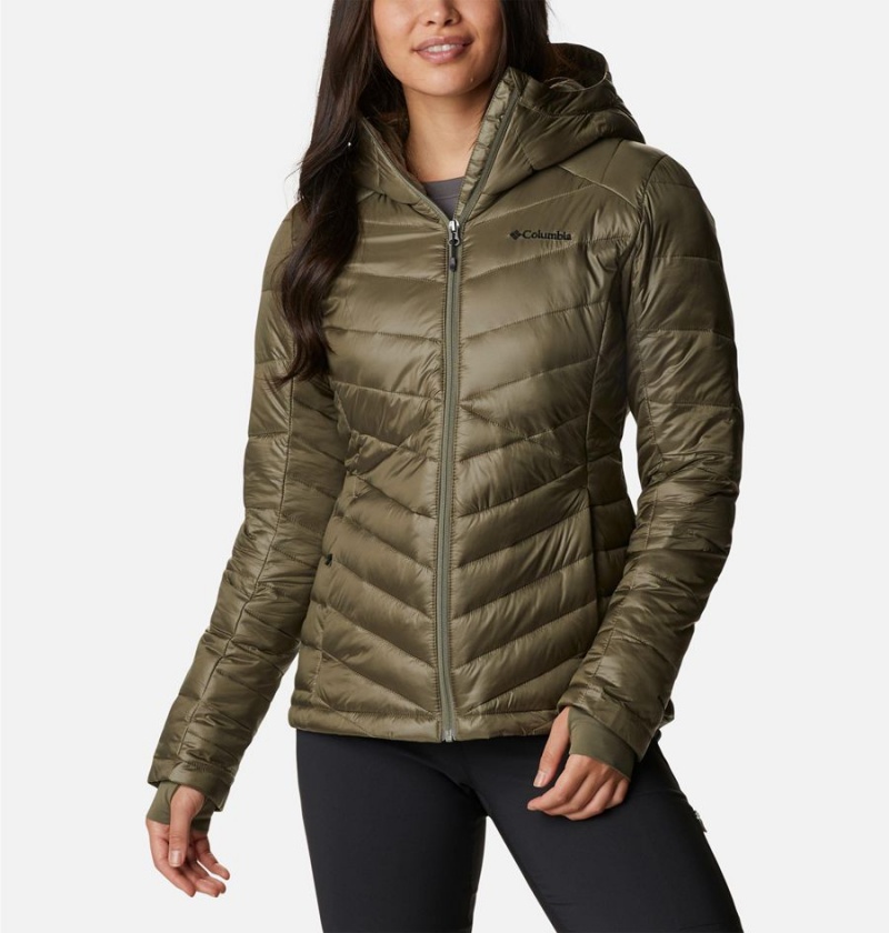 Columbia Joy Peak Insulated Hooded Women\'s Puffer Jacket Green | UPGWTY-148