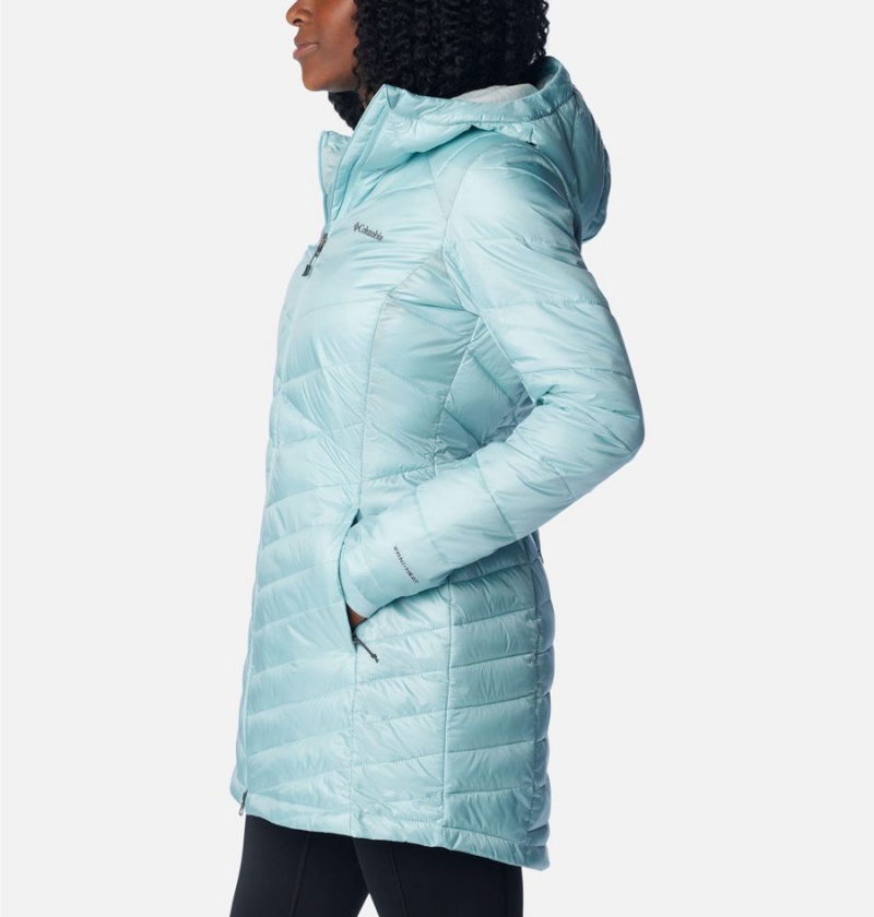 Columbia Joy Peak Mid Insulated Hooded Women's Puffer Jacket Turquoise | KTCMVW-210