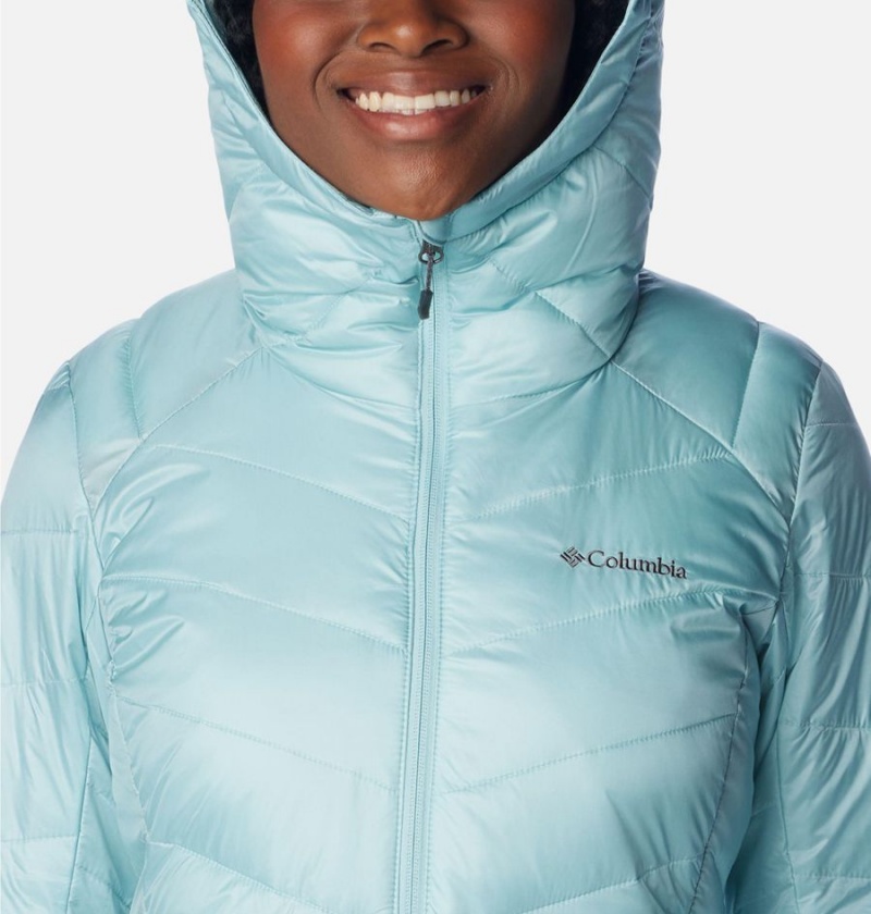 Columbia Joy Peak Mid Insulated Hooded Women's Puffer Jacket Turquoise | KTCMVW-210