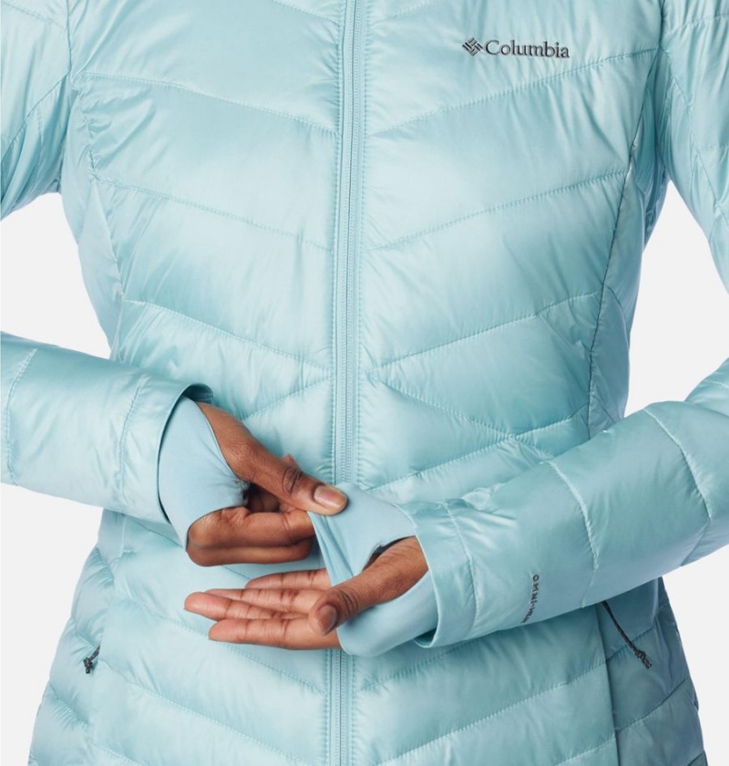 Columbia Joy Peak Mid Insulated Hooded Women's Puffer Jacket Turquoise | KTCMVW-210