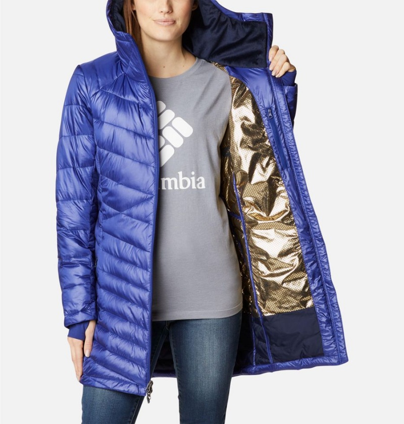 Columbia Joy Peak Mid Insulated Hooded Women's Puffer Jacket Blue | CIENZM-817