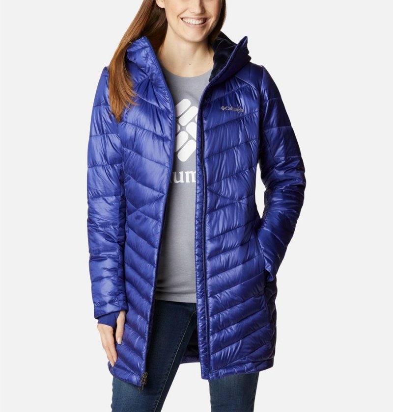 Columbia Joy Peak Mid Insulated Hooded Women's Puffer Jacket Blue | CIENZM-817