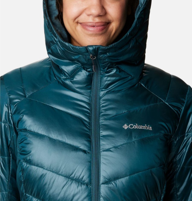 Columbia Joy Peak Mid Insulated Hooded Women's Puffer Jacket Turquoise | SZGCFL-139