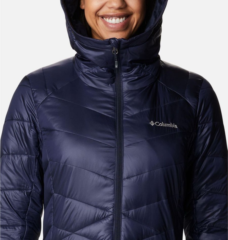 Columbia Joy Peak Mid Insulated Hooded Women's Puffer Jacket Navy | BAMDUF-053