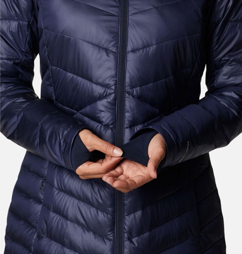 Columbia Joy Peak Mid Insulated Hooded Women's Puffer Jacket Navy | BAMDUF-053