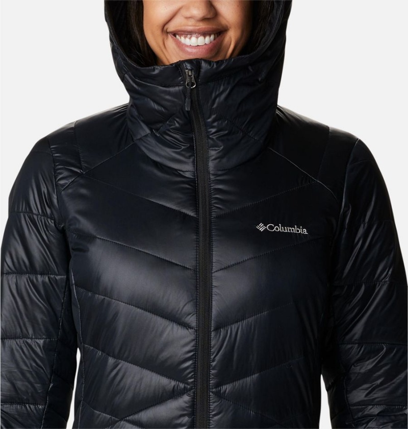 Columbia Joy Peak Mid Insulated Hooded Women's Puffer Jacket Black | KXQZIO-801