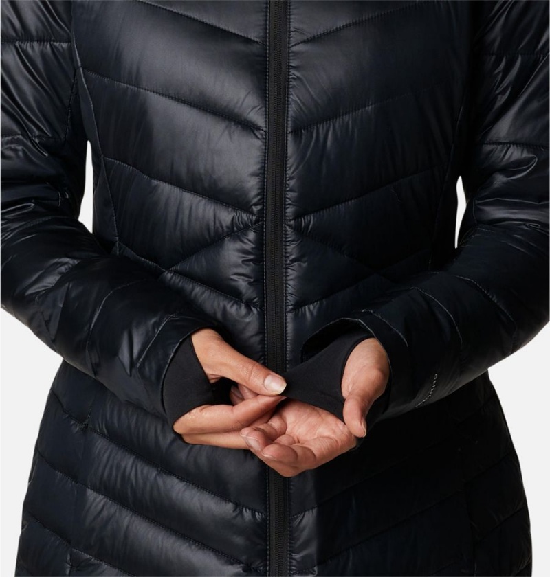 Columbia Joy Peak Mid Insulated Hooded Women's Puffer Jacket Black | KXQZIO-801