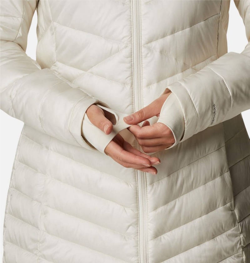 Columbia Joy Peak Mid Insulated Hooded Women's Puffer Jacket White | VUTAIR-294