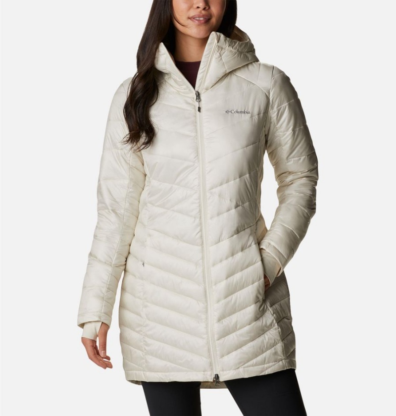 Columbia Joy Peak Mid Insulated Hooded Women\'s Puffer Jacket White | VUTAIR-294