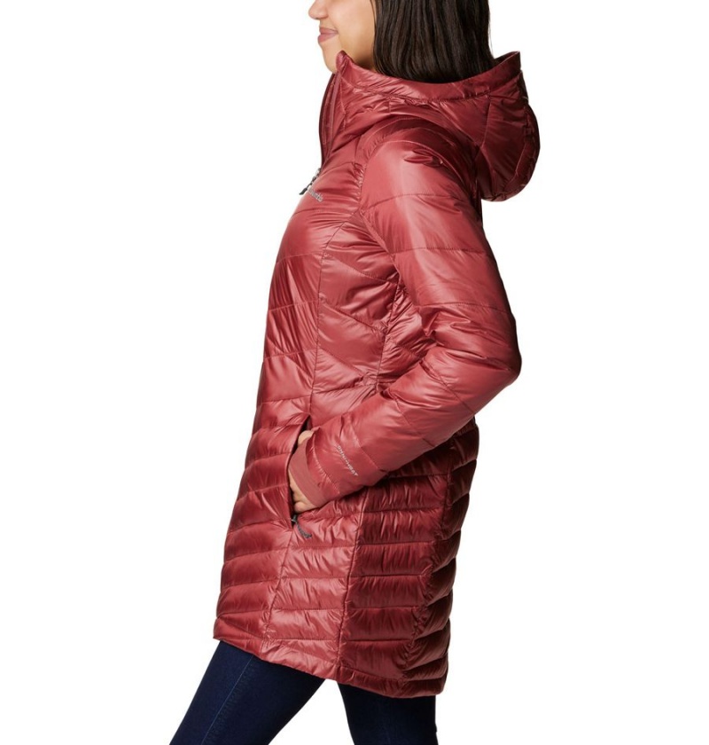 Columbia Joy Peak Mid Insulated Hooded Women's Puffer Jacket Red | BZRMOW-087