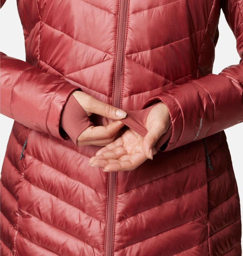Columbia Joy Peak Mid Insulated Hooded Women's Puffer Jacket Red | BZRMOW-087