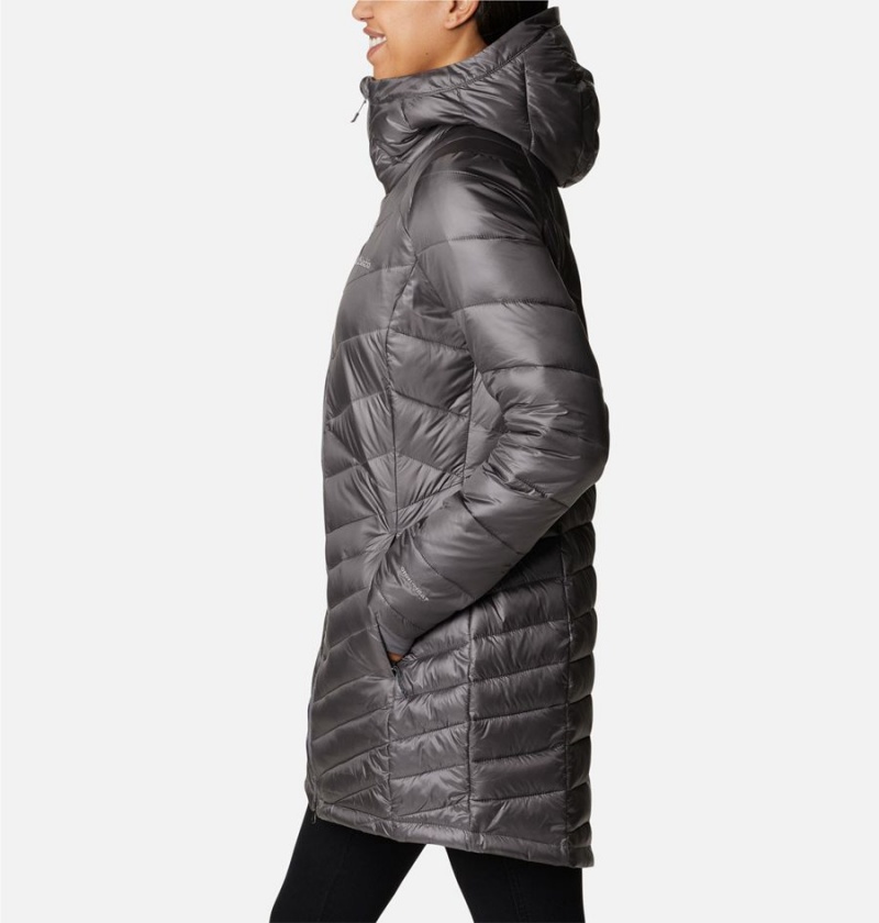 Columbia Joy Peak Mid Insulated Hooded Women's Puffer Jacket Grey | PDJBNH-134