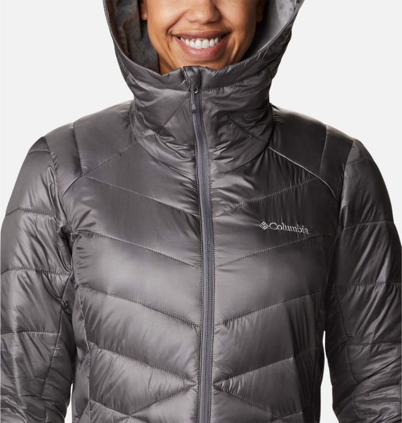 Columbia Joy Peak Mid Insulated Hooded Women's Puffer Jacket Grey | PDJBNH-134