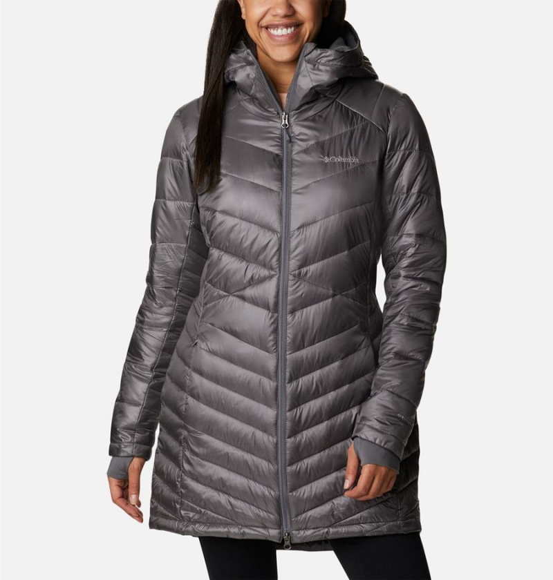 Columbia Joy Peak Mid Insulated Hooded Women\'s Puffer Jacket Grey | PDJBNH-134