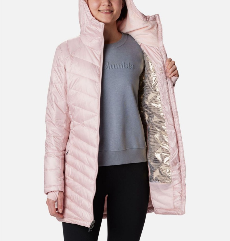 Columbia Joy Peak Mid Insulated Hooded Women's Puffer Jacket Pink | WRAXOC-132
