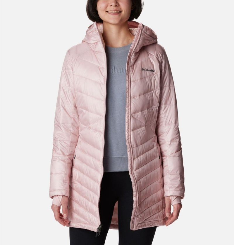 Columbia Joy Peak Mid Insulated Hooded Women's Puffer Jacket Pink | WRAXOC-132