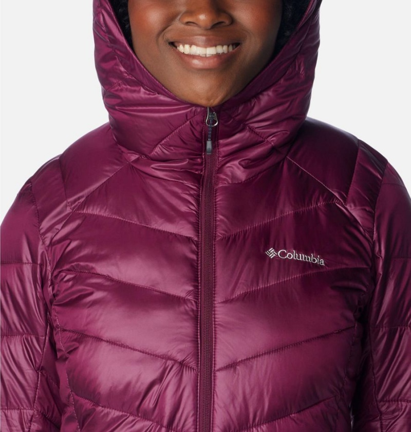 Columbia Joy Peak Mid Insulated Hooded Women's Puffer Jacket Purple | IGMKTD-876