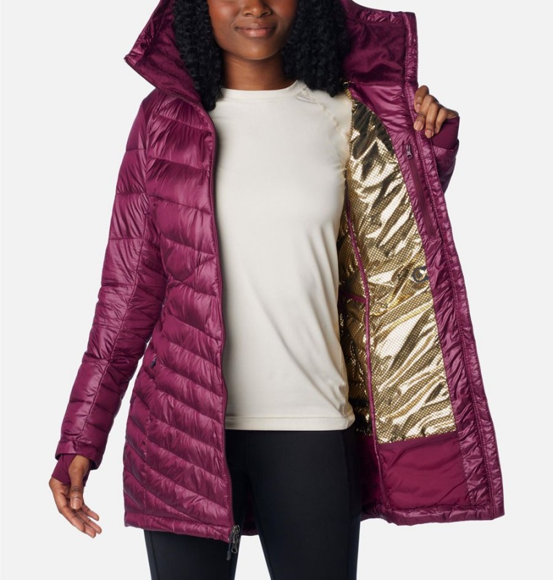 Columbia Joy Peak Mid Insulated Hooded Women's Puffer Jacket Purple | IGMKTD-876