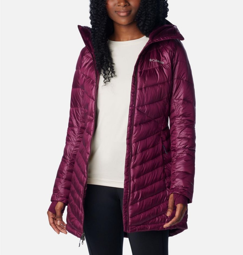 Columbia Joy Peak Mid Insulated Hooded Women's Puffer Jacket Purple | IGMKTD-876