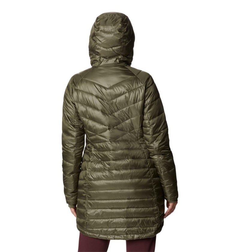 Columbia Joy Peak Mid Insulated Hooded Women's Puffer Jacket Green | ZXVBIS-379