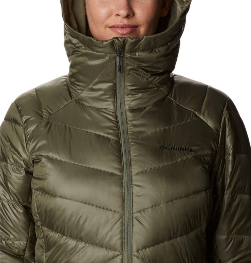 Columbia Joy Peak Mid Insulated Hooded Women's Puffer Jacket Green | ZXVBIS-379