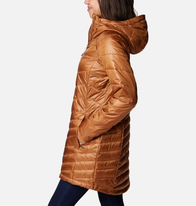 Columbia Joy Peak Mid Insulated Hooded Women's Puffer Jacket Brown | TWRCEH-490