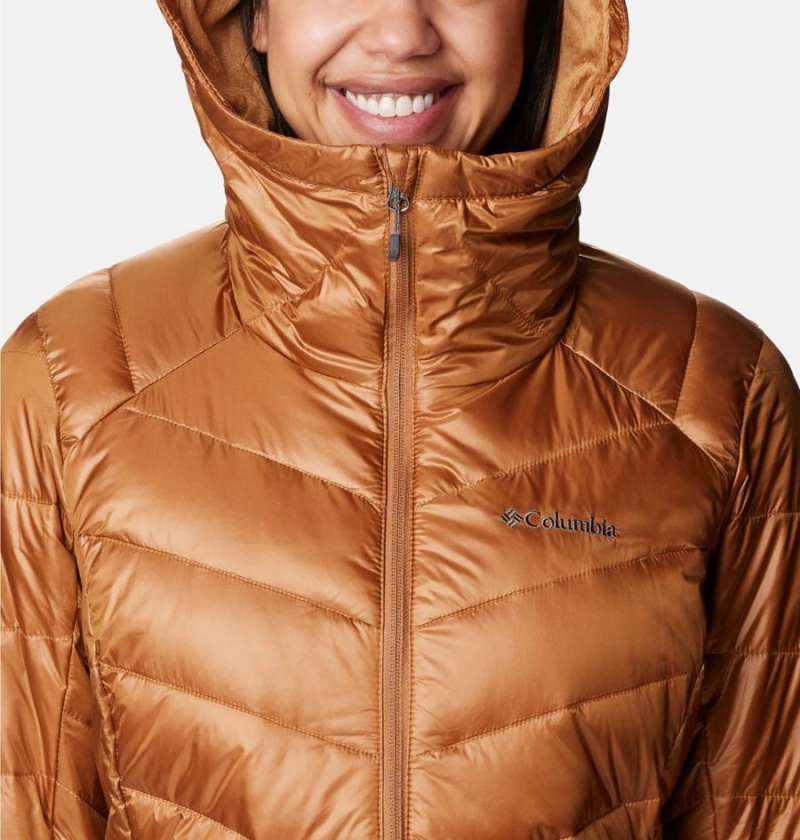Columbia Joy Peak Mid Insulated Hooded Women's Puffer Jacket Brown | TWRCEH-490