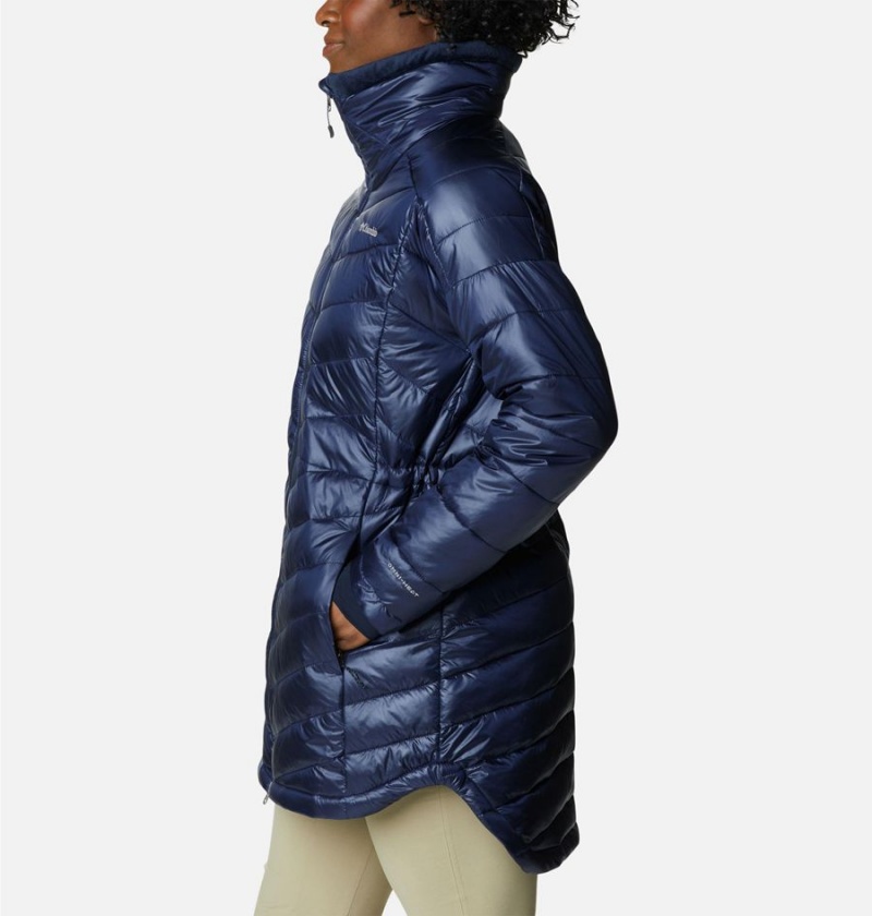 Columbia Joy Peak Mid Women's Puffer Jacket Navy | PREBFK-496