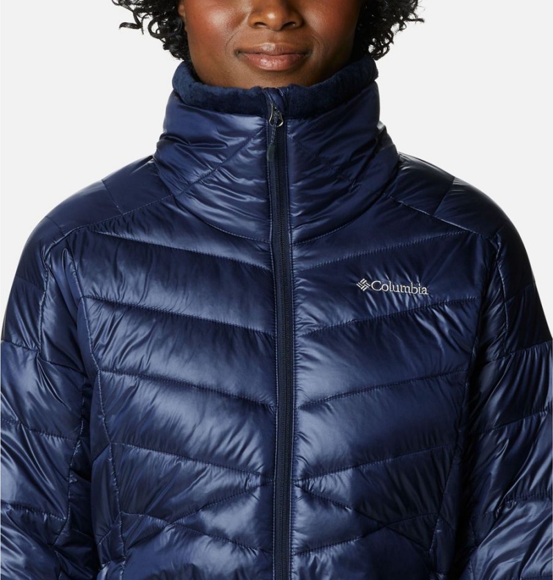 Columbia Joy Peak Mid Women's Puffer Jacket Navy | PREBFK-496