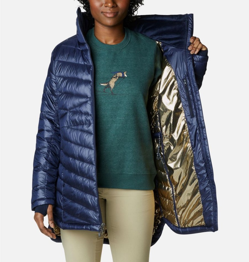 Columbia Joy Peak Mid Women's Puffer Jacket Navy | PREBFK-496
