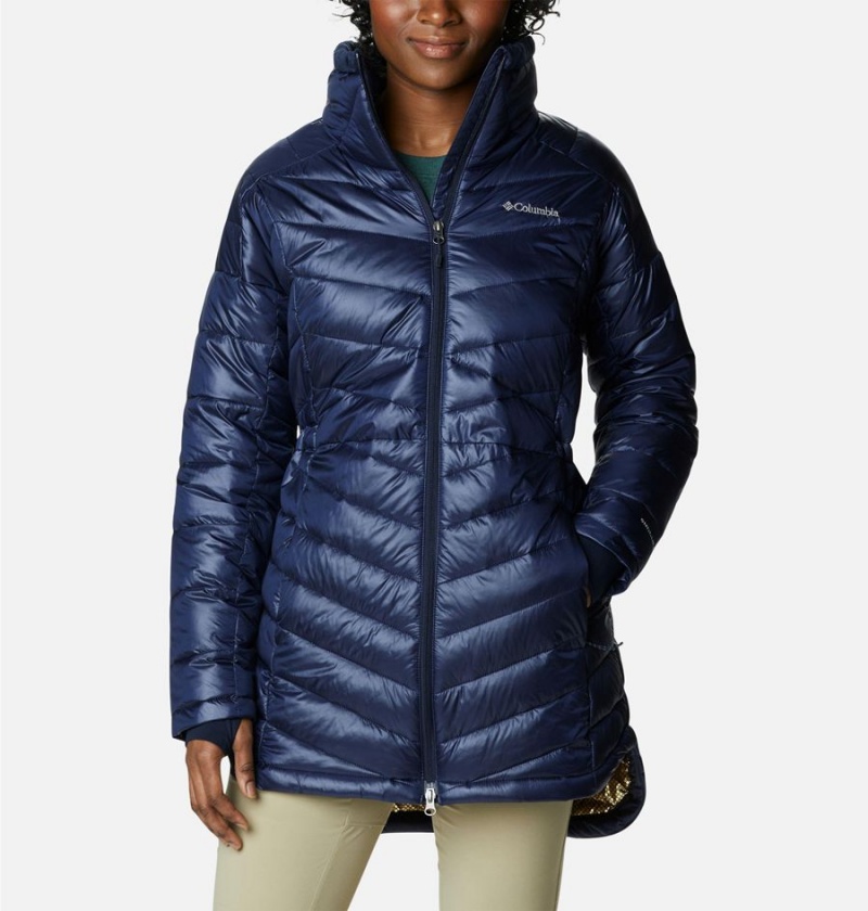 Columbia Joy Peak Mid Women\'s Puffer Jacket Navy | PREBFK-496
